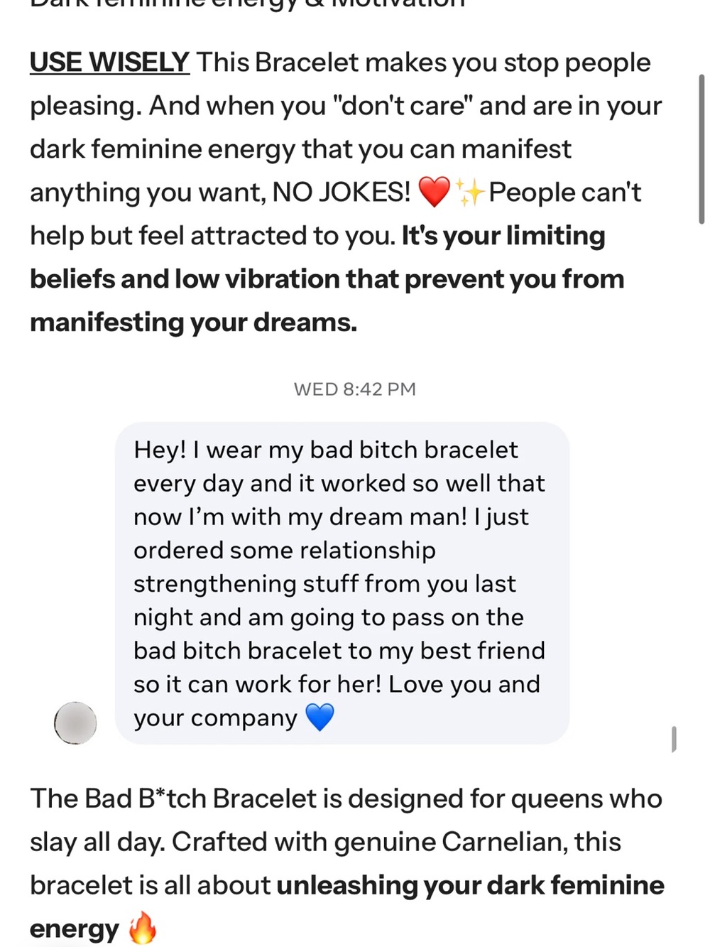 The Bad B**** Carnelian bracelet - Picture 4 of 4